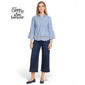 Kenar embroidered striped bell sleeve popover shirt *shop@iamwarrior